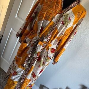 Vibrant 100%silk Patchwork Robe